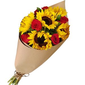 Ramo de girasoles y rosas